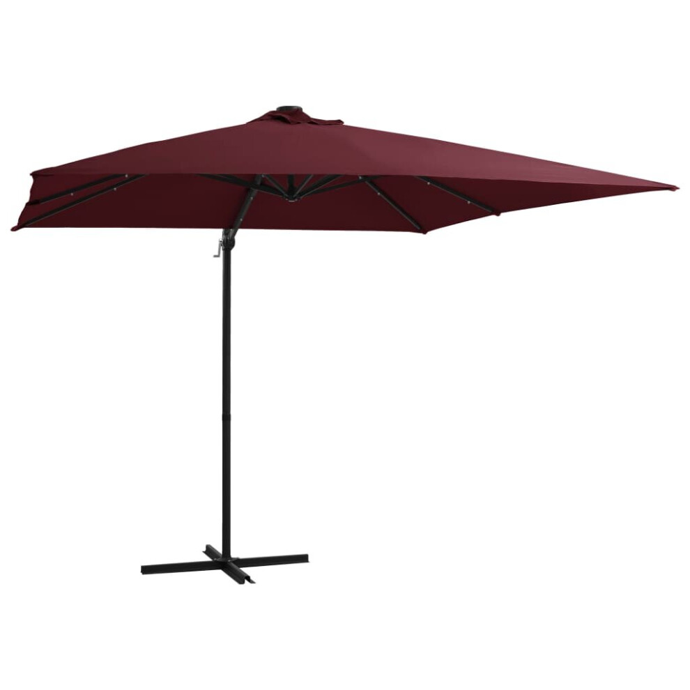 Cantilever Umbrella with LED lights Bordeaux Red 250x250 cm