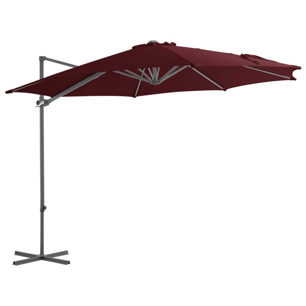 vidaXL Cantilever Garden Parasol with Steel Pole Shade Umbrella Bordeaux Red