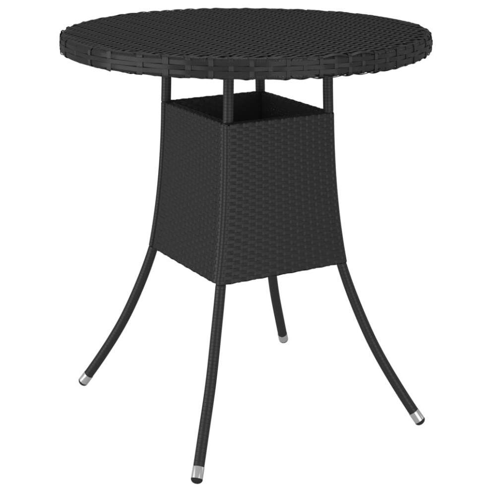 Vidaxl Garden Table Black Poly Rattan Dining Dinner Tea Desk Outdoor Patio