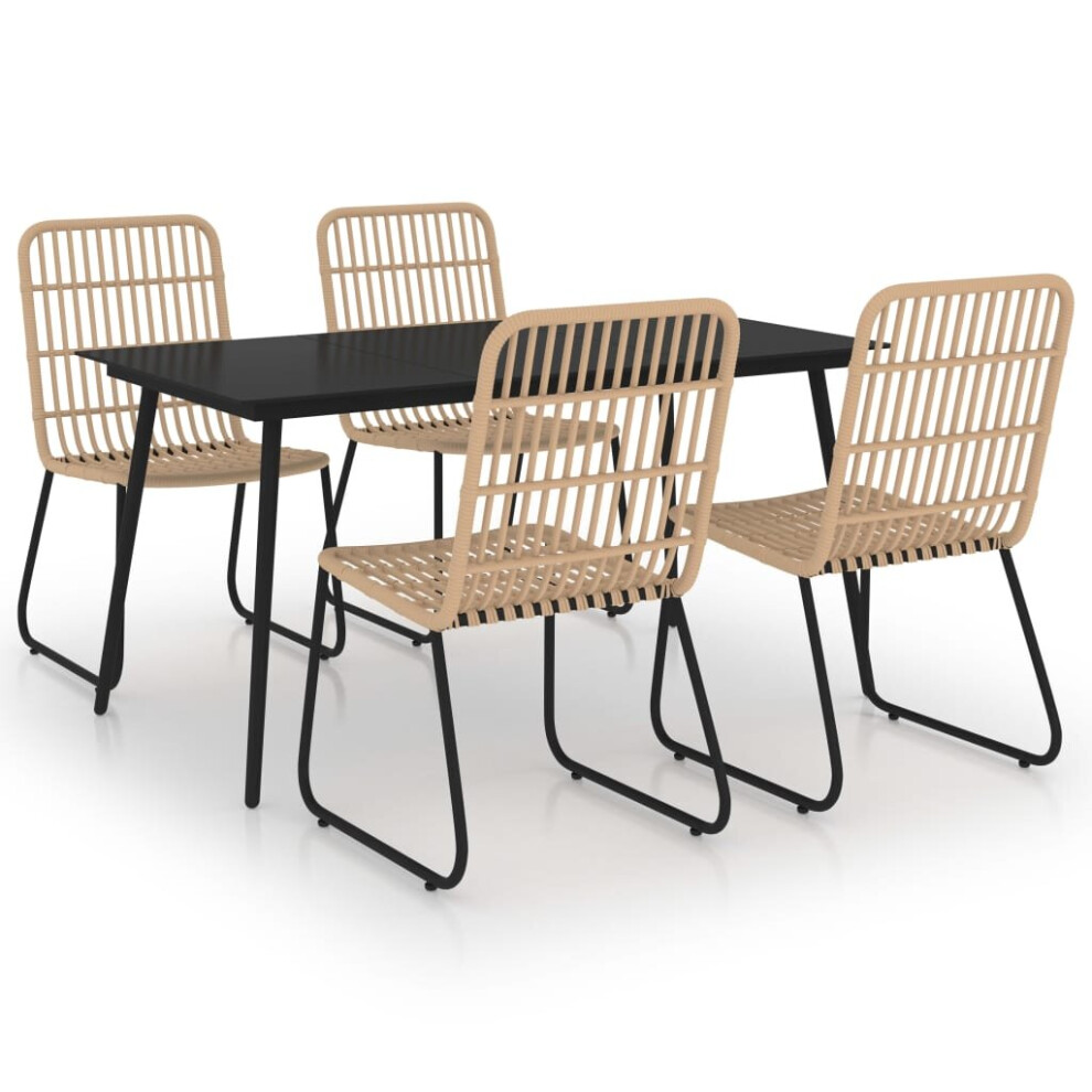 vidaXL Outdoor Dining Set 5 Piece Poly Rattan and Glass Chair and Table Garden