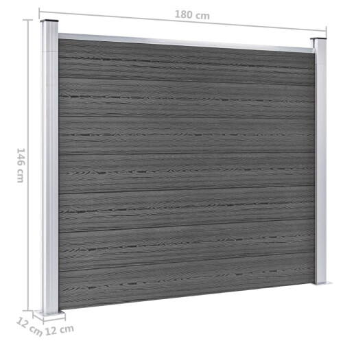 VidaXL vidaXL Zaunelement Set WPC 699x146 cm Schwarz 2
