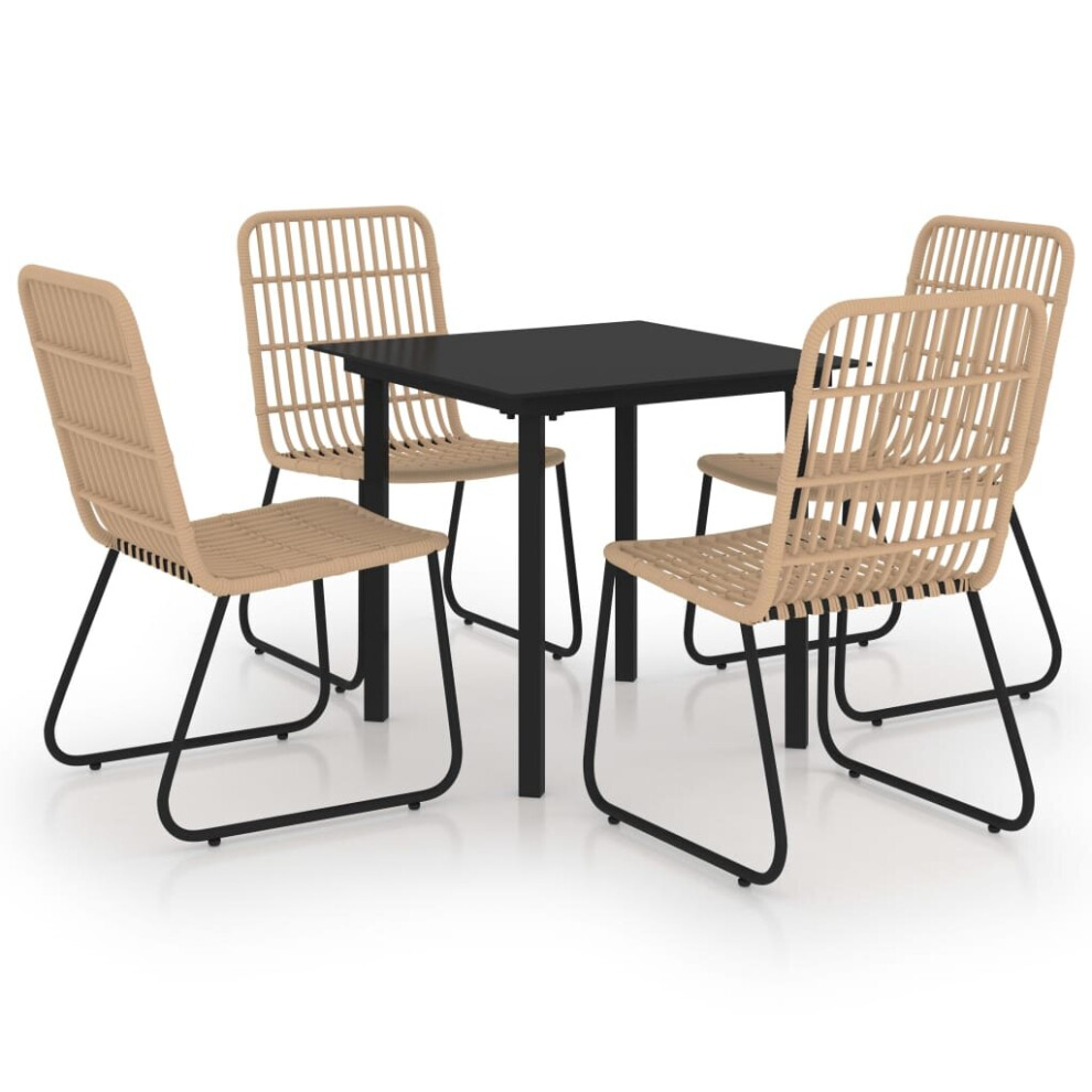 Vidaxl Outdoor Dining Set 5 Piece Poly Rattan And Glass Table Chair Furniture