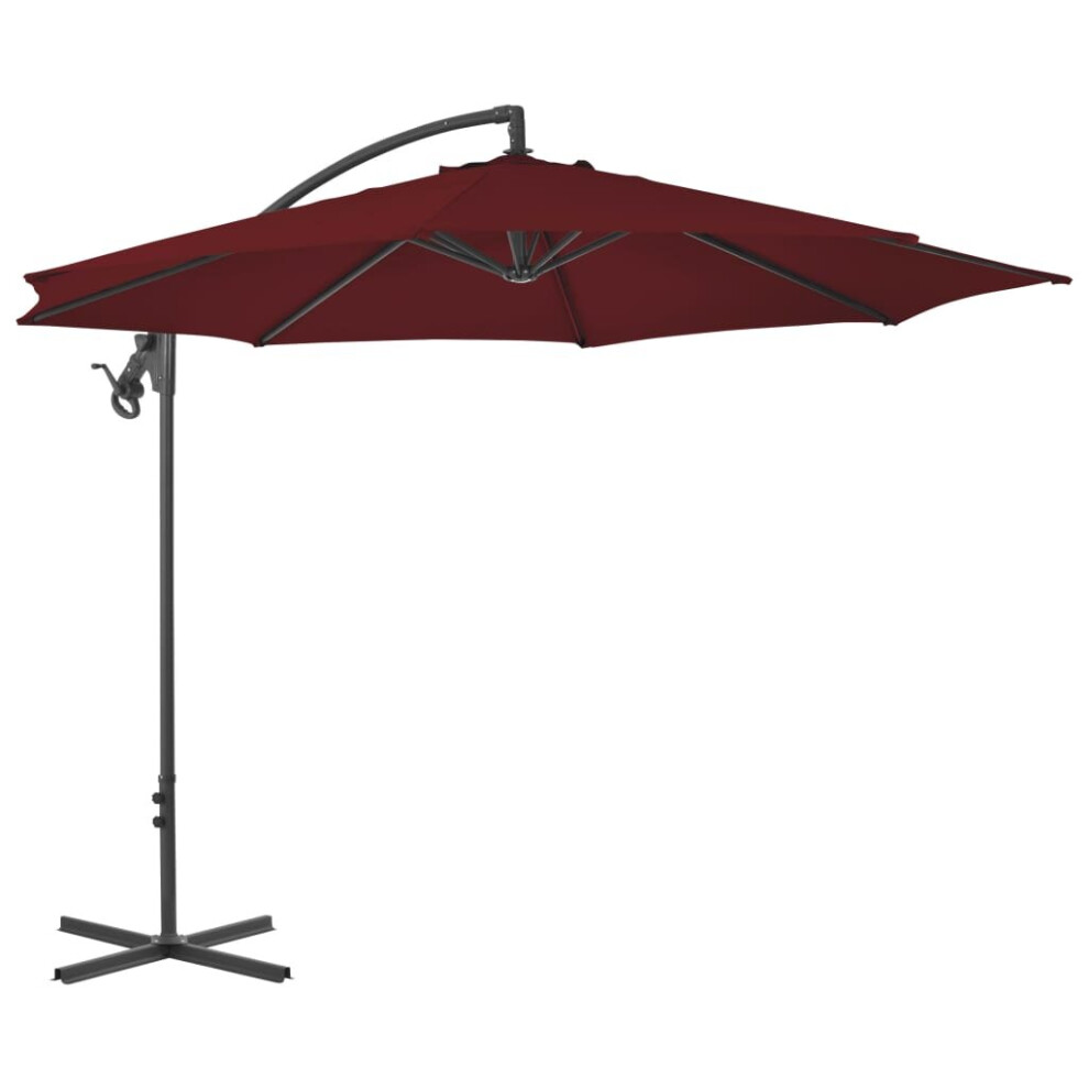 Cantilever Umbrella with Steel Pole 300 cm Bordeaux Red