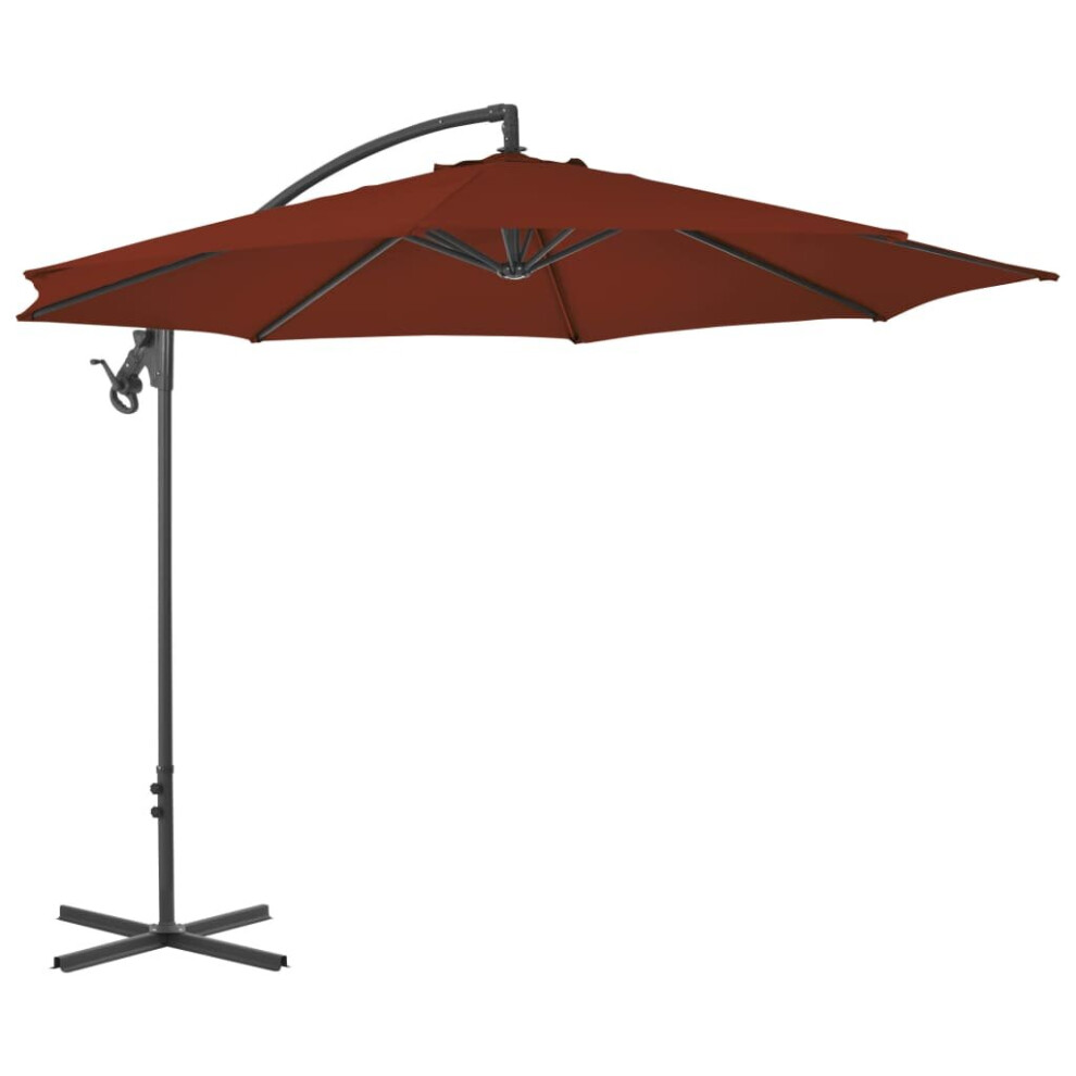 vidaXL Cantilever Garden Parasol with Steel Pole Outdoor Umbrella Terracotta