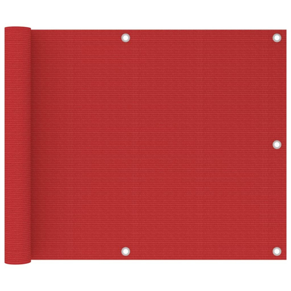 vidaXL Balcony Screen Red 75x500 cm HDPE Outdoor Privacy Protective Sunshade