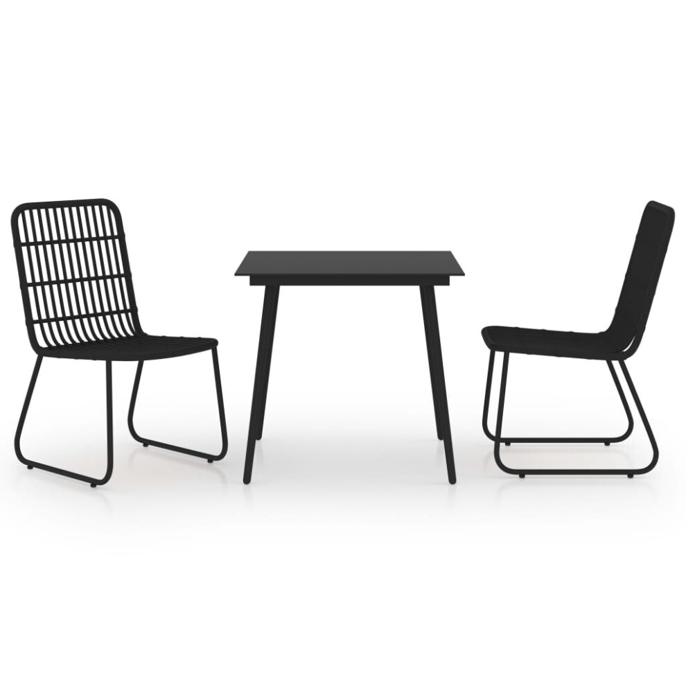 Vidaxl Outdoor Dining Set 3 Piece Poly Rattan And Glass Chair Table Furniture