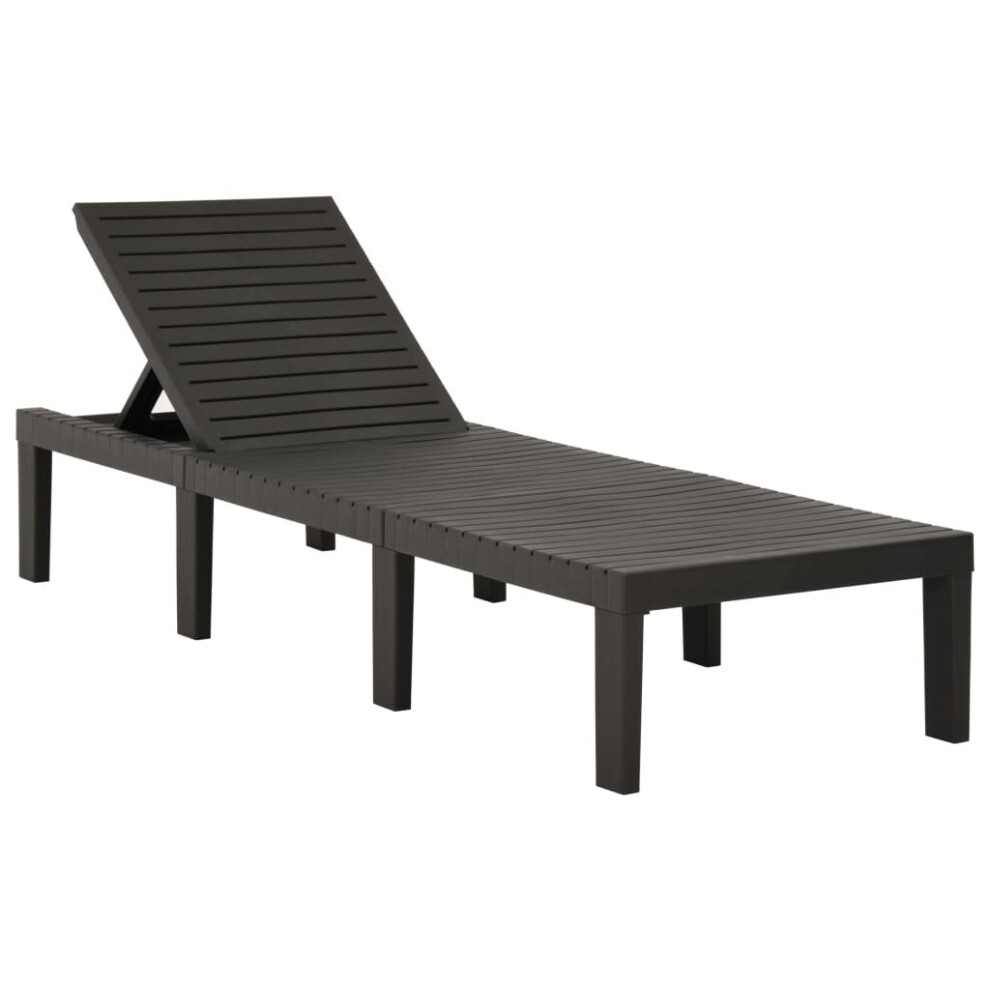 vidaXL Sun Lounger Plastic Anthracite Sunbed Sunlounger Lounge Bed Outdoor
