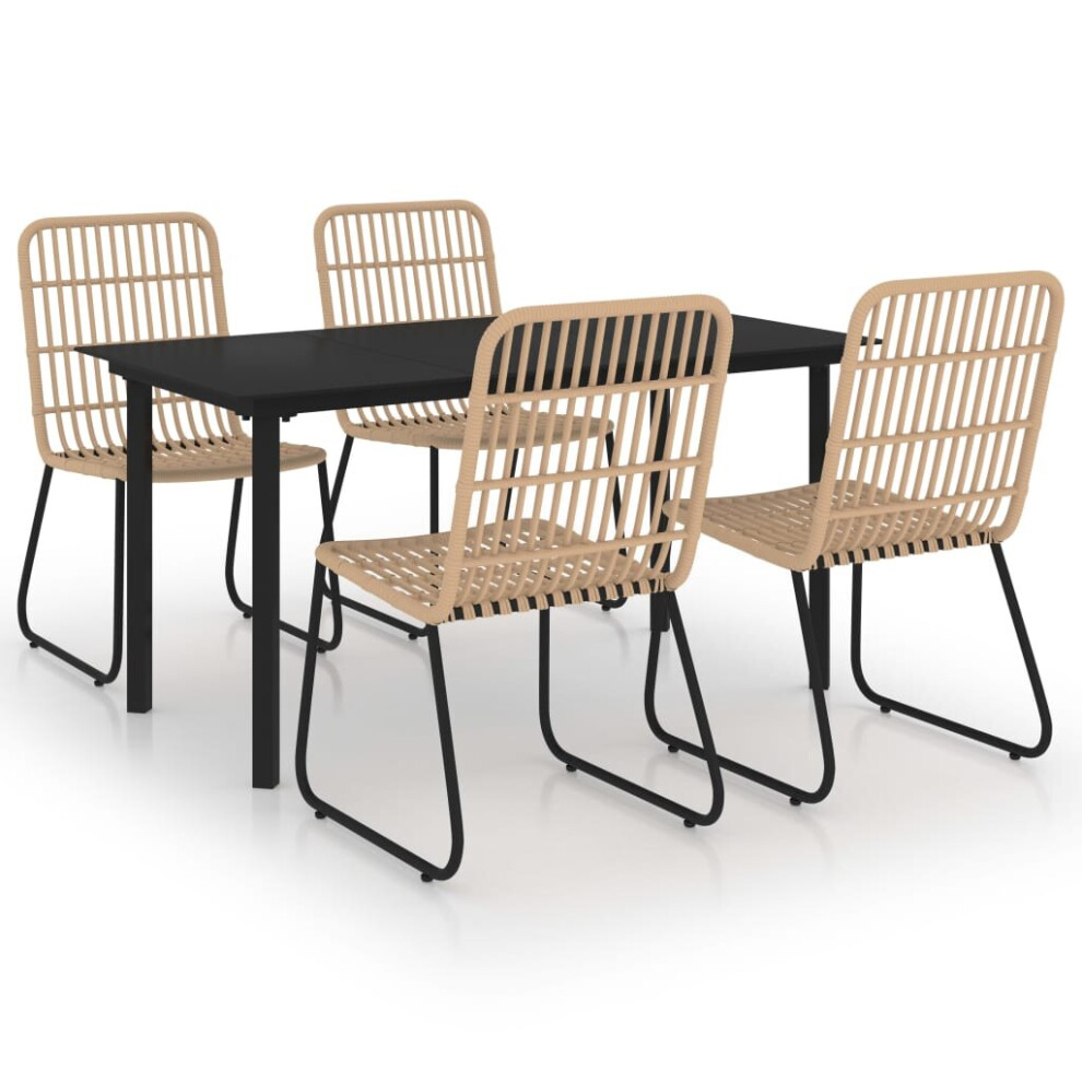 Vidaxl Outdoor Dining Set 5 Piece Poly Rattan And Glass Chair Table Furniture