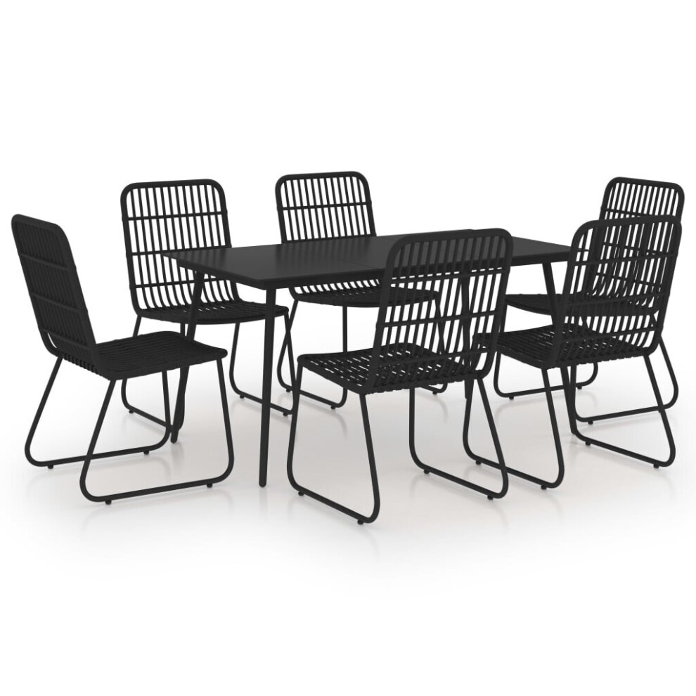 vidaXL Outdoor Dining Set 7 Piece Poly Rattan and Glass Furniture Chair Table