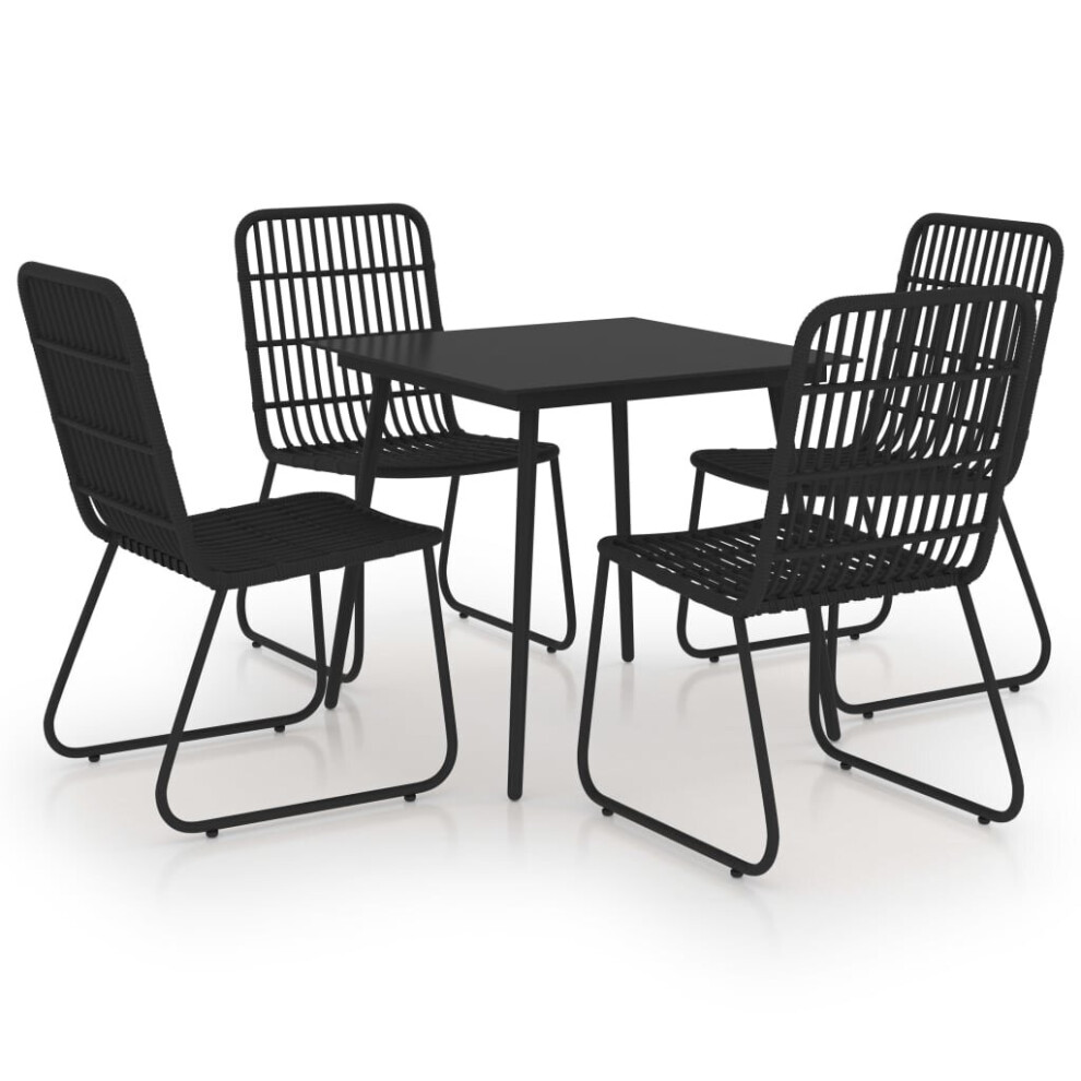 Vidaxl Outdoor Dining Set 5 Piece Poly Rattan And Glass Furniture Table Chair