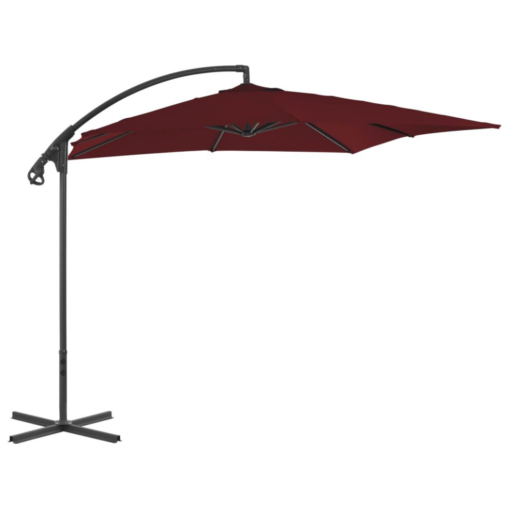 vidaXL Cantilever Garden Parasol with Steel Pole Outdoor Umbrella Wine Red