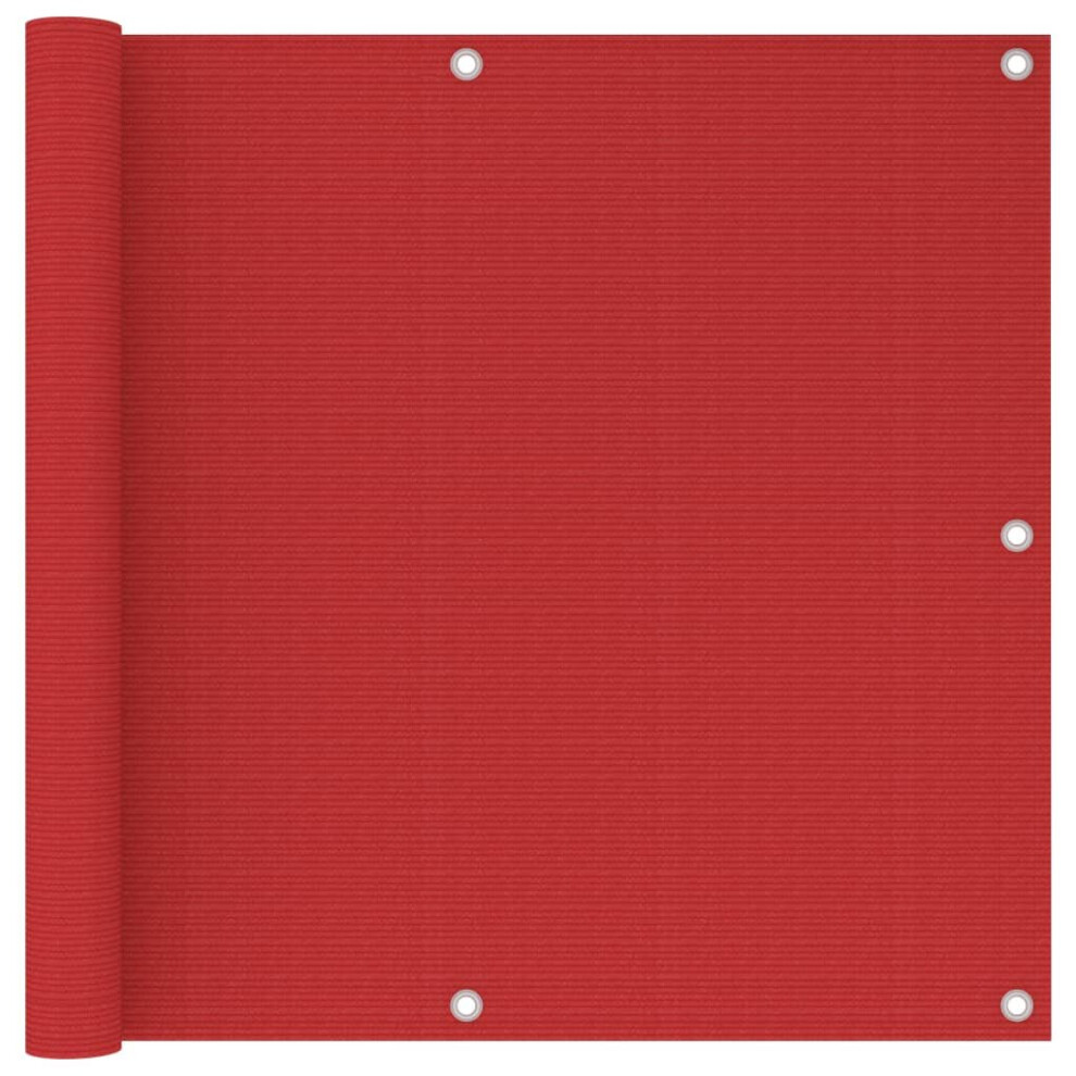 vidaXL Balcony Screen Red 90x600 cm HDPE Outdoor Privacy Protective Sunshade