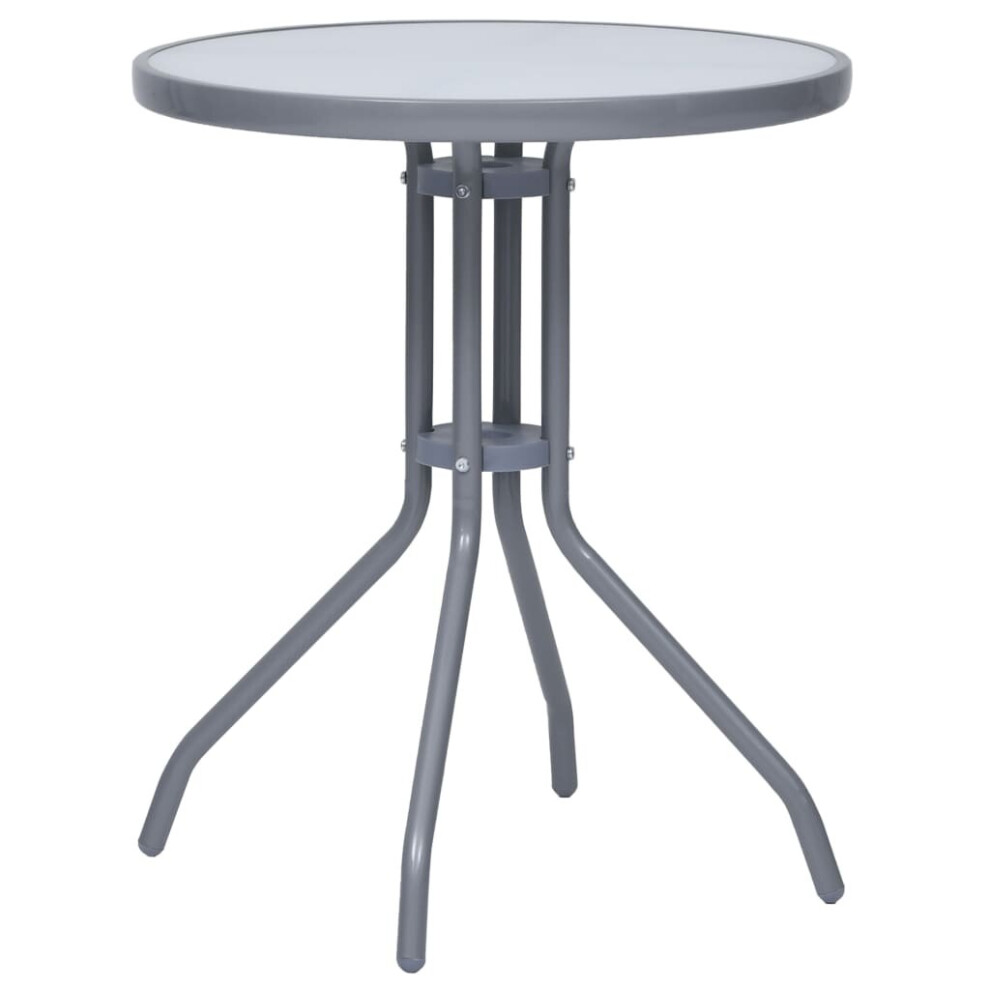 vidaXL Garden Table Light Grey Steel and Glass End Side Coffee Desk Outdoor