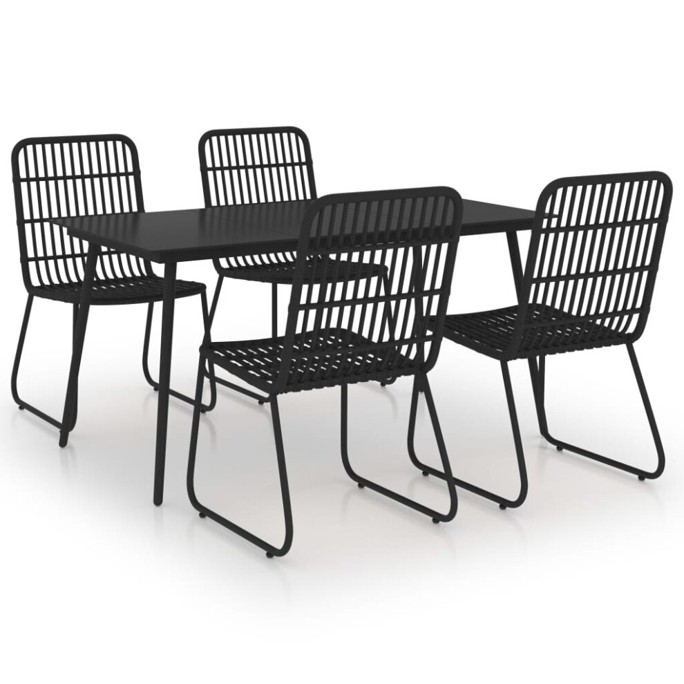 vidaXL Outdoor Dining Set 5 Piece Poly Rattan and Glass Furniture Chair Table