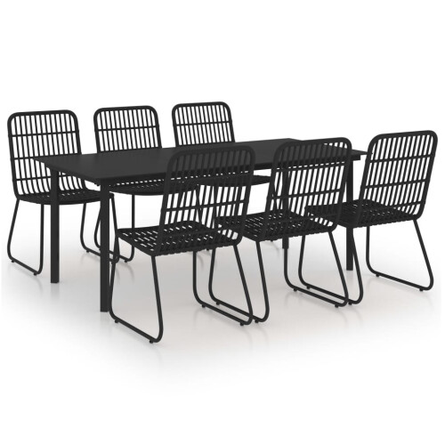 vidaXL Outdoor Dining Set 7 Piece Poly Rattan and Glass Garden
