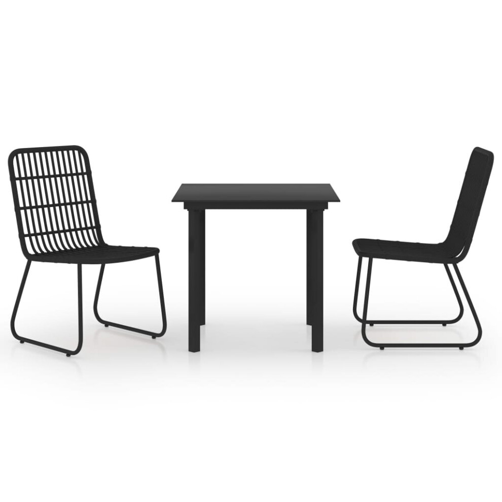 Vidaxl Outdoor Dining Set 3 Piece Poly Rattan And Glass Garden Furniture Set