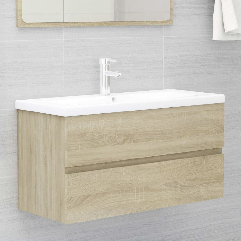 vidaXL Sink Cabinet Sonoma Oak Engineered Wood Home Rack Bathroom Cupboard