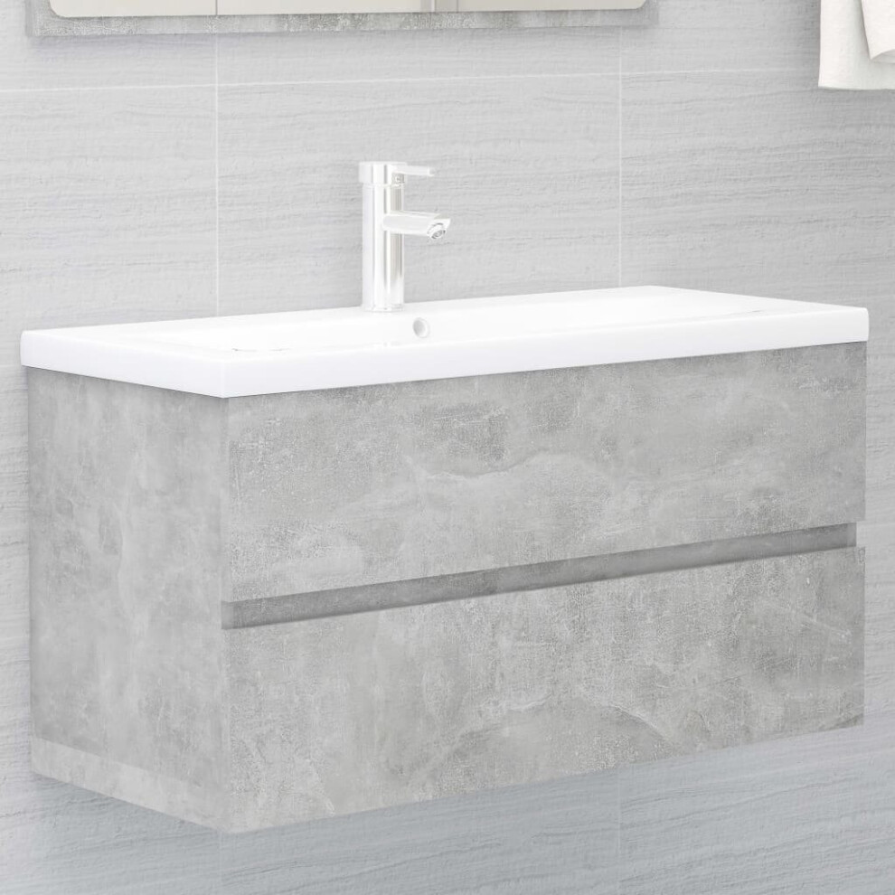 Vidaxl Sink Cabinet Concrete Engineered Wood Home Bathroom Cupboard Rack Grey