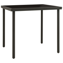 vidaXL Outdoor Dining Table Anthracite Glass and Steel Dinner Desk Garden