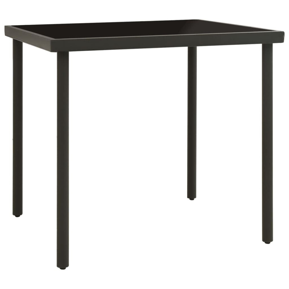 Vidaxl Outdoor Dining Table Anthracite Glass And Steel Dinner Desk Garden