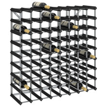 vidaXL Solid Pine Wood Wine Rack for 72 Bottles Black Storage Bottle Holder