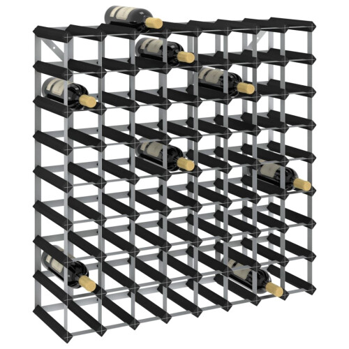 VidaXL vidaXL Solid Pine Wood Wine Rack for 72 Bottles Black Storage Bottle Holder