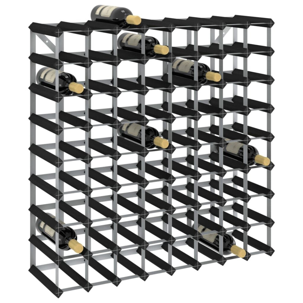 vidaXL Solid Pine Wood Wine Rack for 72 Bottles Black Storage Bottle Holder