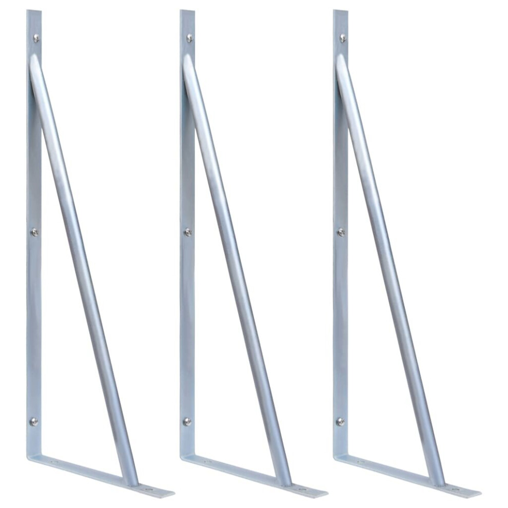 vidaXL 3x Support Brackets for Fence Post Galvanised Steel Supporting Foot