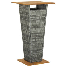 vidaXL Solid Acacia Wood Bar Table Grey Poly Rattan Garden Desk Furniture
