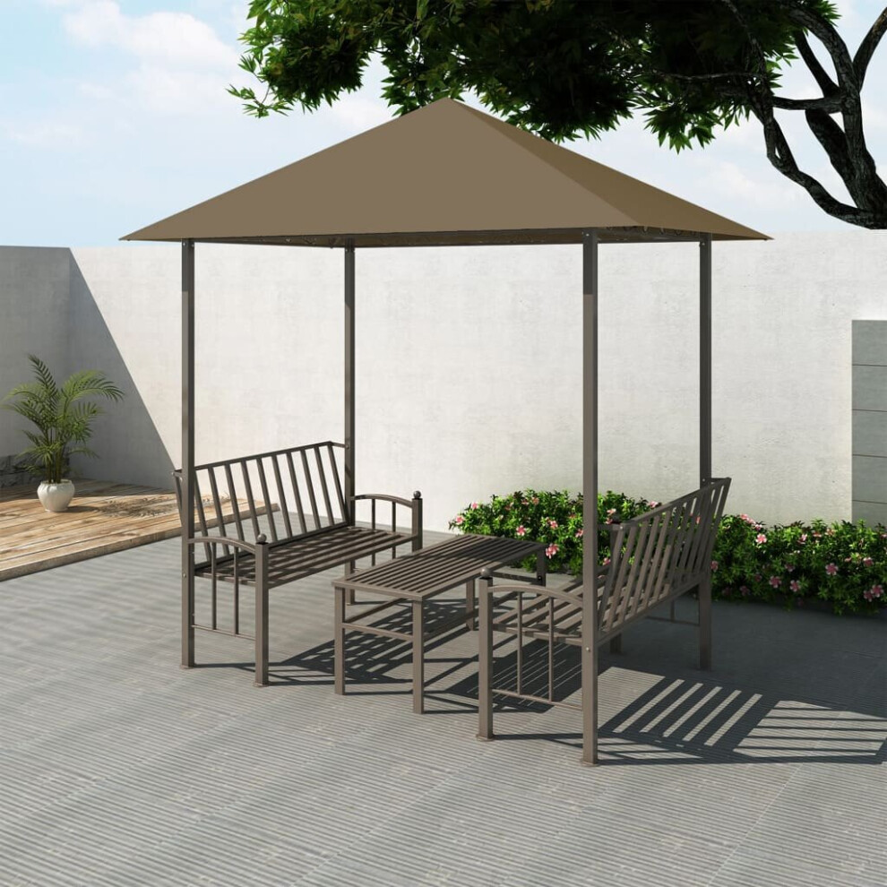 Vidaxl Garden Pavilion With Table And Benches Taupe Outdoor Canopy Gazebo Tent