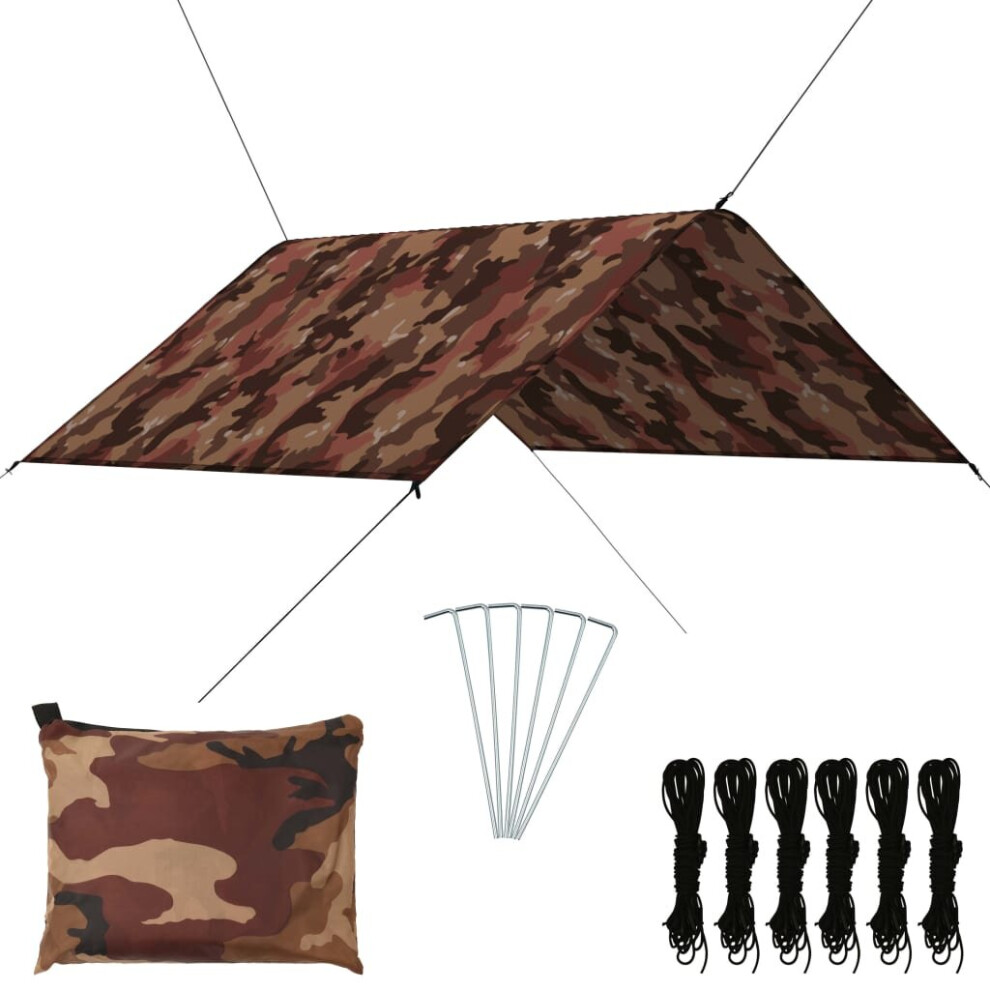 vidaXL Outdoor Tarp Camouflage Camping Hiking Tent Sun Shelter Sunshade Patio