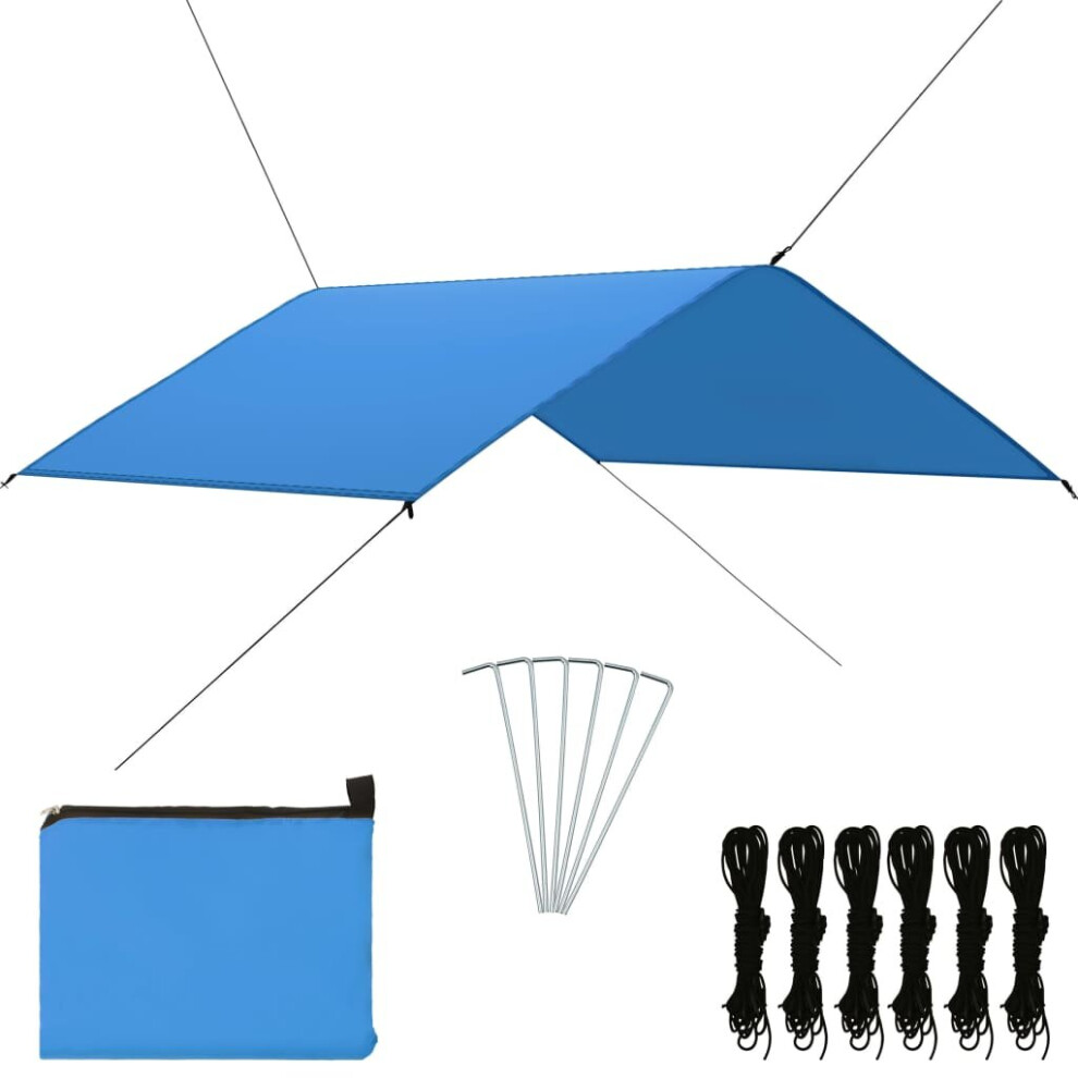Vidaxl Outdoor Tarp Outdoor Sunshade Camping Hiking Tent Sun Shelter Blue
