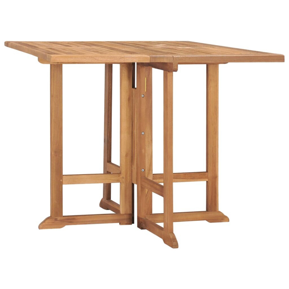 vidaXL Solid Teak Wood Folding Dining Table Dinner Desk Outdoor Furniture