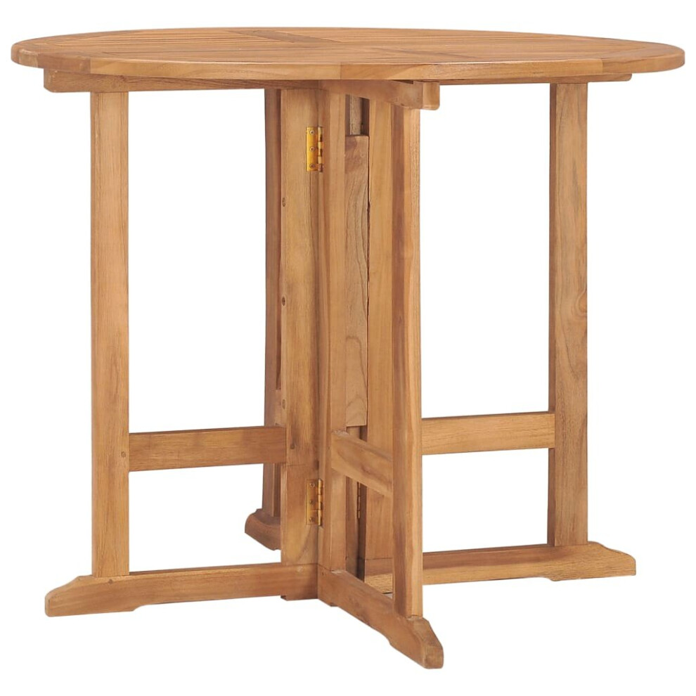 vidaXL Solid Teak Wood Folding Dining Table Patio Outdoor Dinner Desk Garden