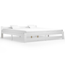 vidaXL Solid Wood Pine Bed Frame White 200x200 cm Bedroom Wooden Bedstead