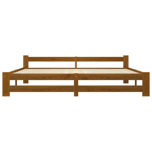 VidaXL vidaXL Solid Wood Pine Bed Frame Honey Brown 200x200 cm Bedstead Bed Base 1