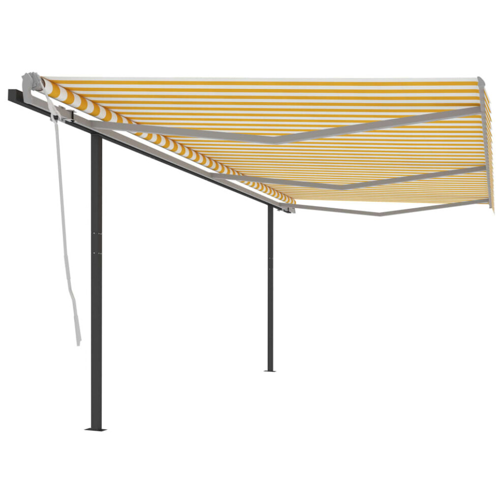 Manual Retractable Awning with Posts 6x3 m Yellow and White