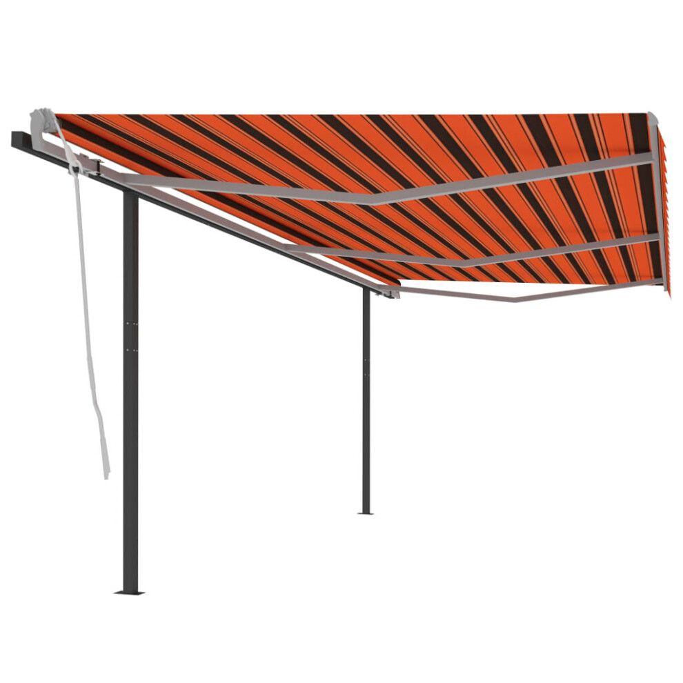 Manual Retractable Awning with Posts 6x3 m Orange and Brown