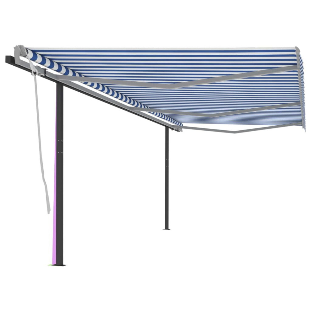 Manual Retractable Awning with Posts 6x3 m Blue and White