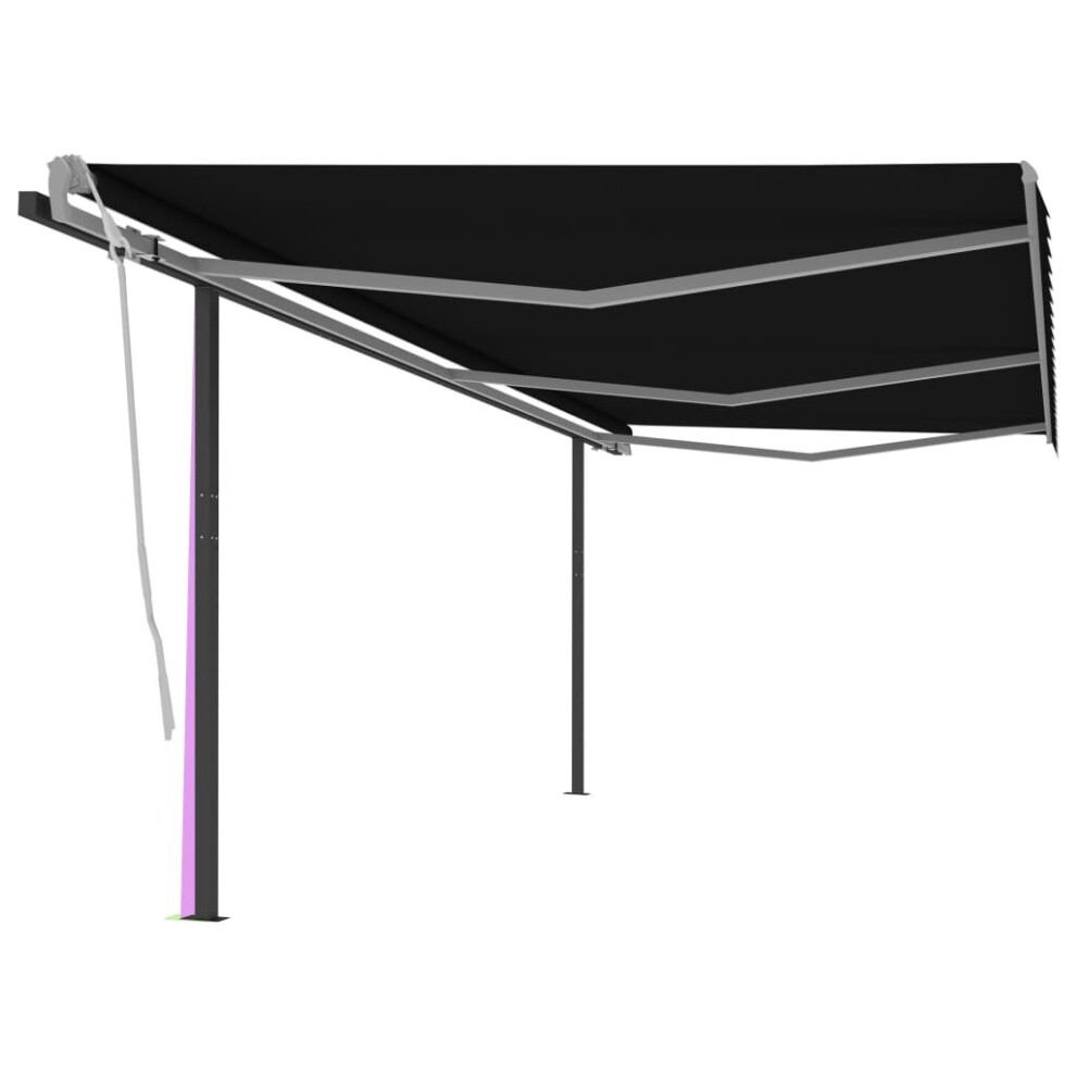 vidaXL Manual Retractable Awning with Posts 6x3 m Anthracite Garden Patio