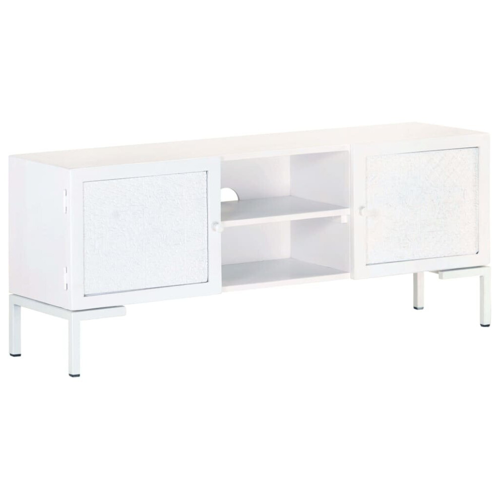 vidaXL Solid Mango Wood TV Cabinet White Television Storage Stand Lowboard