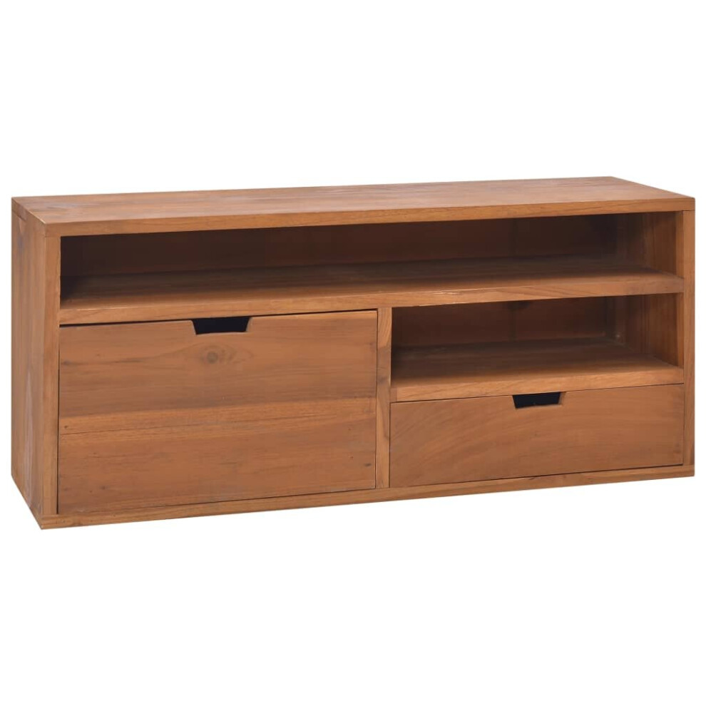 Vidaxl Solid Teak Wood Tv Cabinet Storage Stand Wooden Stereo Lowboard Indoor
