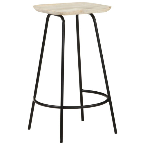 VidaXL vidaXL 4x Solid Mango Wood Bar Stools Kitchen Stool Armchairs Garden Chairs 1