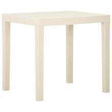 vidaXL Garden Table White Plastic Outdoor Dining Dinner Tea Coffee Desk Patio