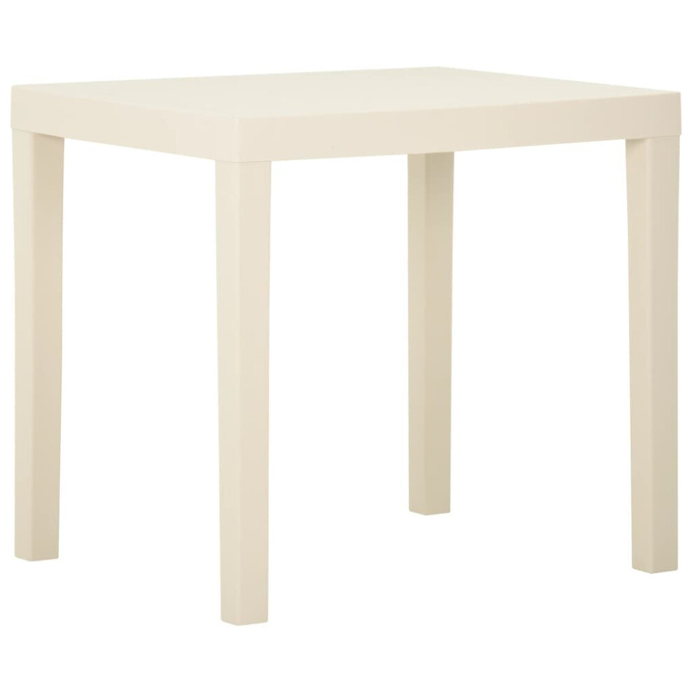 vidaXL Garden Table - White - 79x65x72 cm - Plastic - Image 2