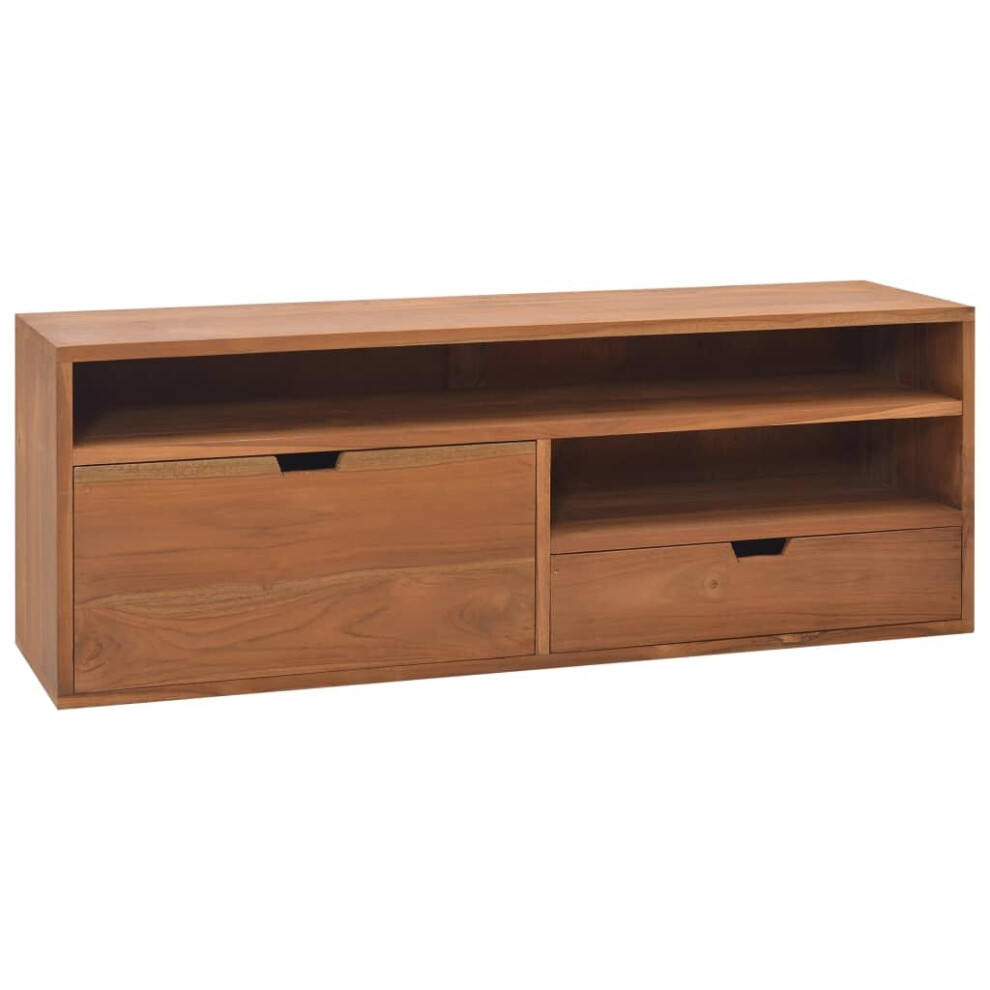 Vidaxl Solid Teak Wood Tv Cabinet Storage Stand Wooden Stereo Lowboard Home