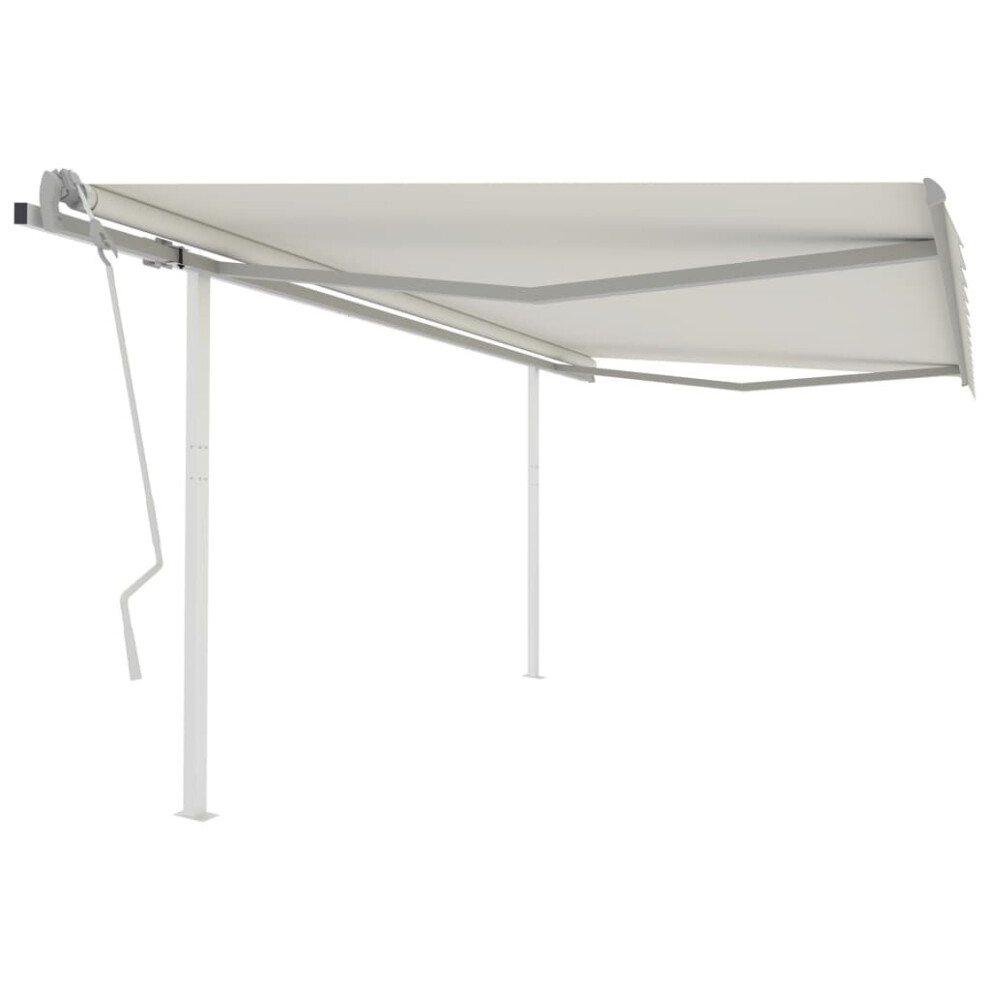 vidaXL Manual Retractable Awning with Posts 4x3 m Cream Outdoor Garden Patio