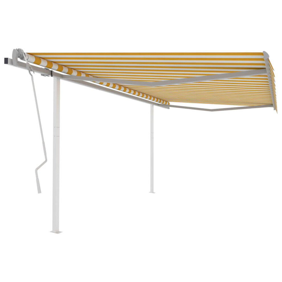 Manual Retractable Awning with Posts 4x3 m Yellow and White
