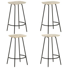 vidaXL 4x Solid Mango Wood Bar Stools Kitchen Stool Armchairs Garden Chairs
