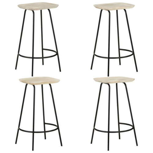 VidaXL vidaXL 4x Solid Mango Wood Bar Stools Kitchen Stool Armchairs Garden Chairs